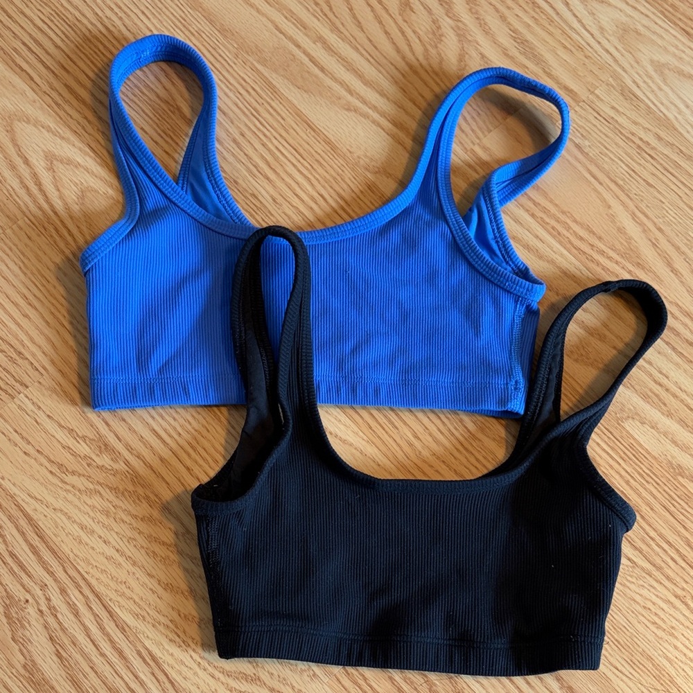 Aritzia TNAction Ribbed sports bras - Blue & Black